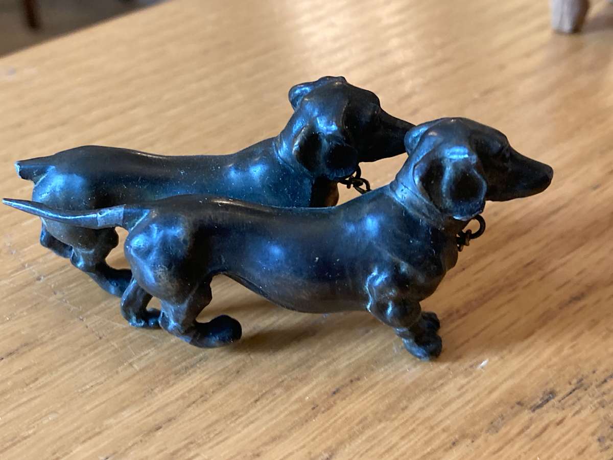 bronze dachshund figures 