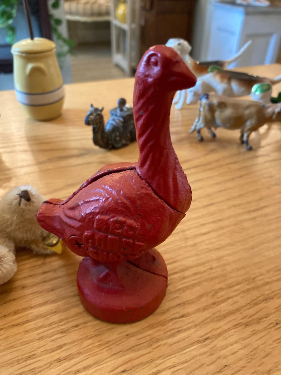 cast iron red goose bank, Image 3.
