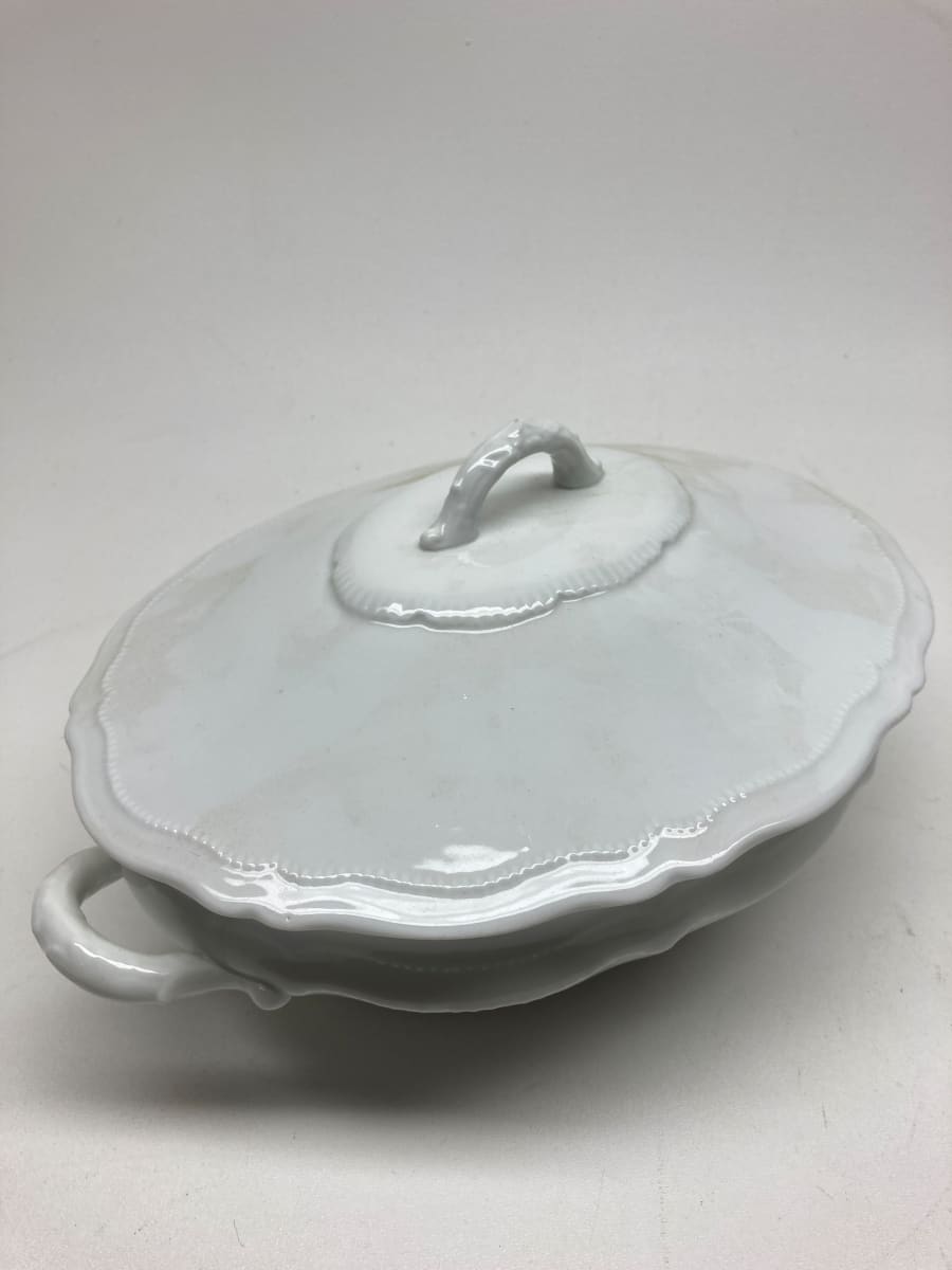 Austrian white porcelain oval covered casserole 