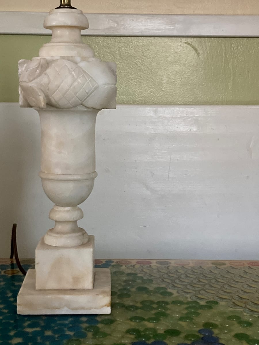 hand carved alabaster marble table lamp 