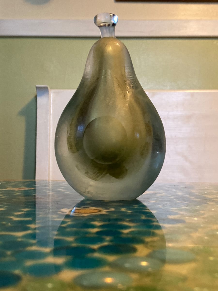 Murano Barbini hand blown art glass pear and apple bookends 