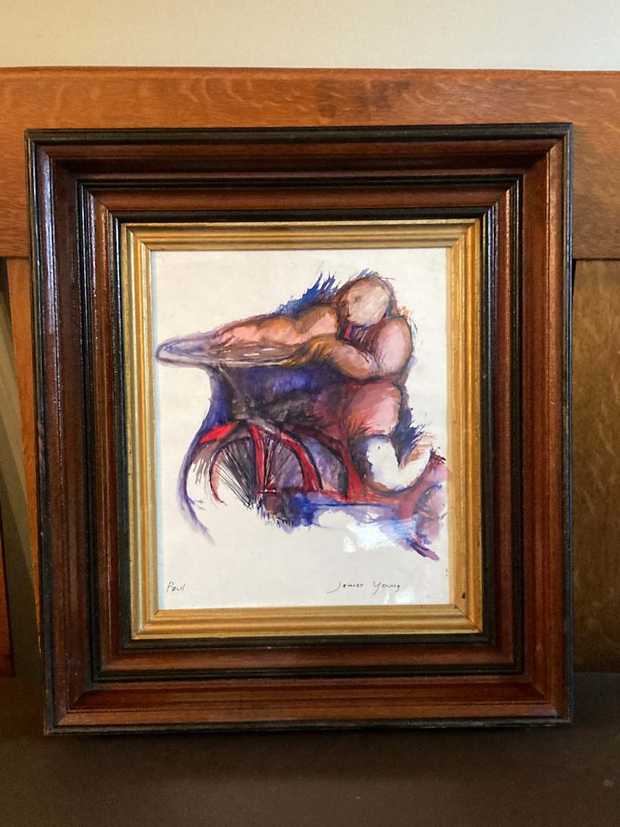Framed "Paul" watercolor by James Quentin Young, Image 4.
