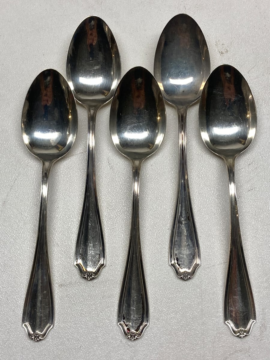 Set of 5 sterling spoons, Image 2.