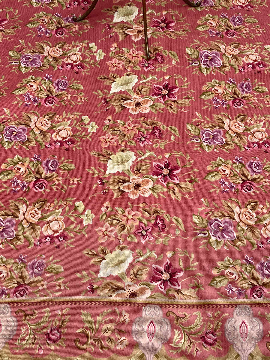 Embroidered large floral rug 