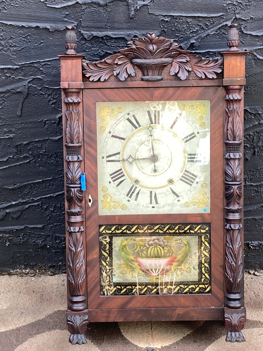 Carved American Empire wall / Shelf clock 