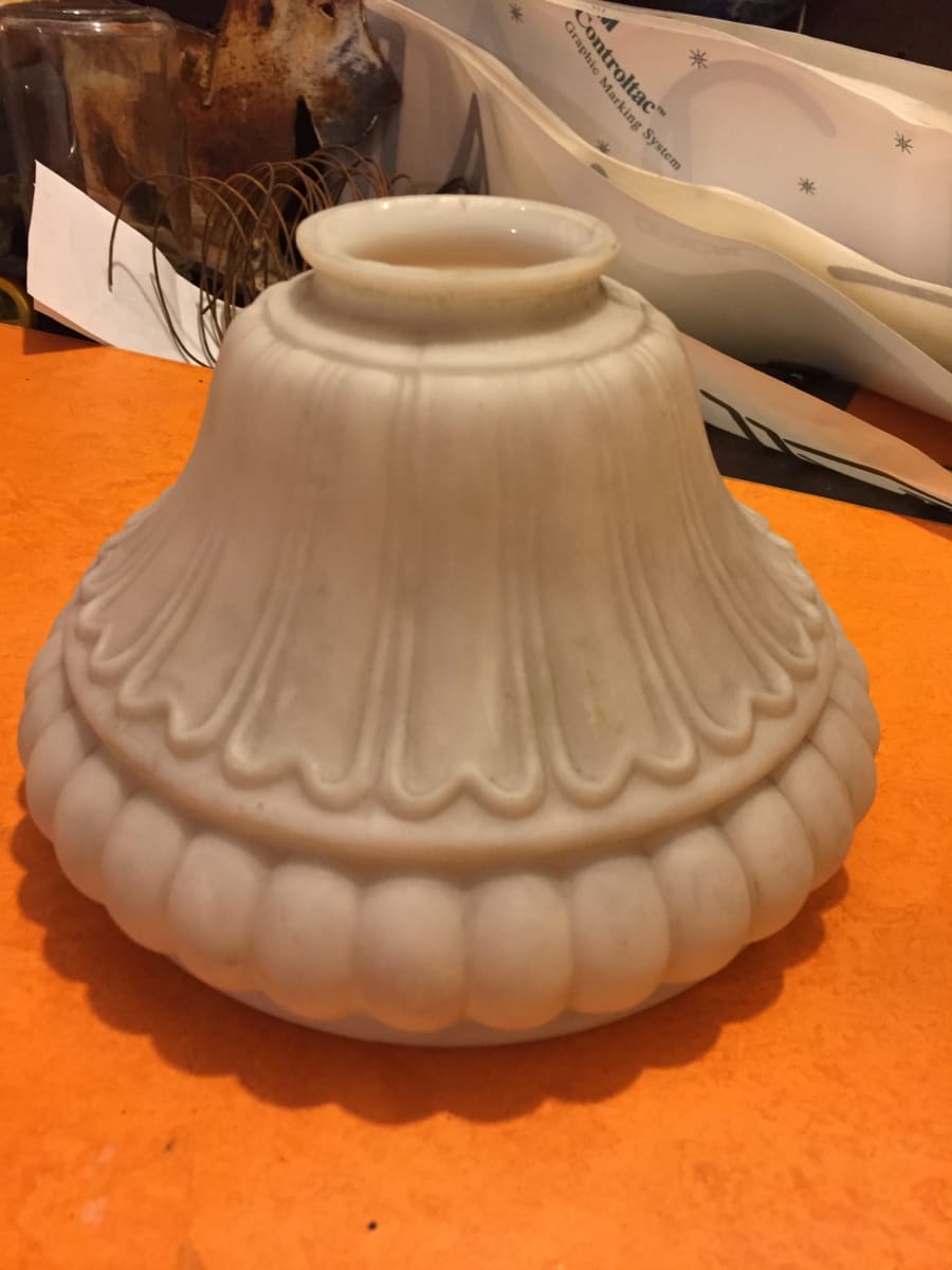 vintage milk ribbed art glass lamp shade 