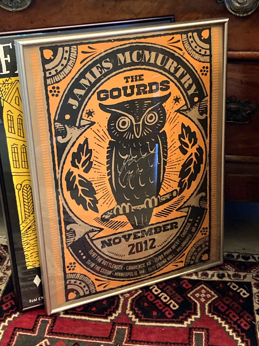 autographed James McMurtry concert poster with owl 