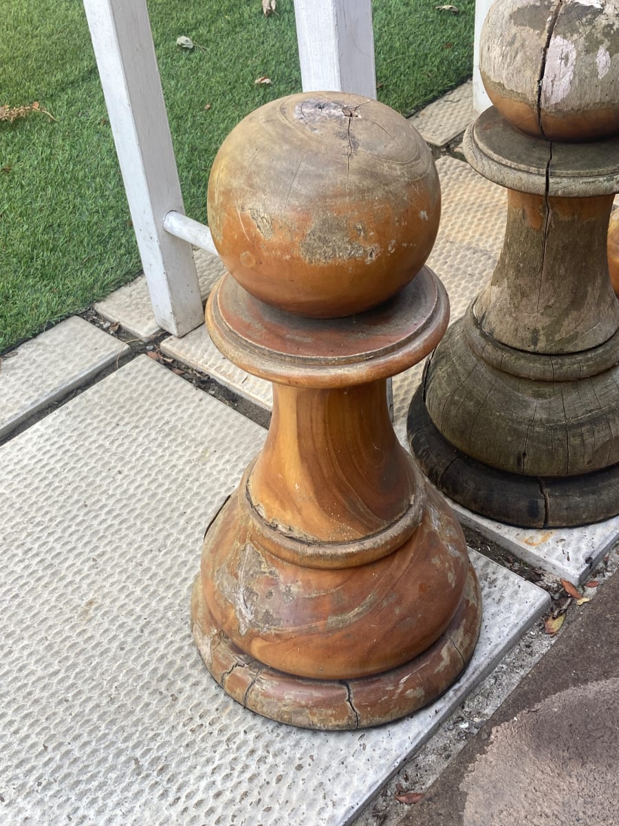 Hand carved teak chess piece ~ light Pawn 