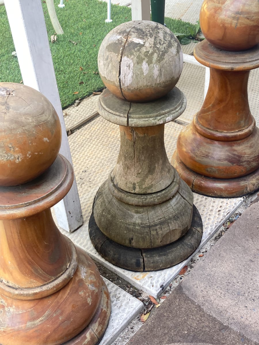 Hand carved teak chess piece ~ weathered Pawn 