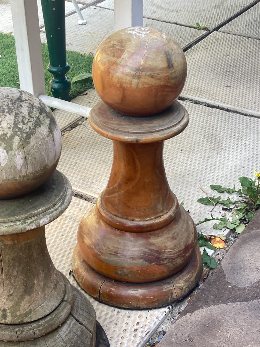 Hand carved teak chess piece ~ light Pawn 