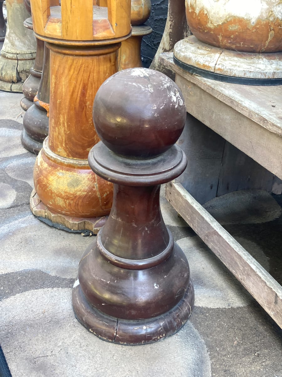 Hand carved teak chess piece ~ weathered dark Pawn 