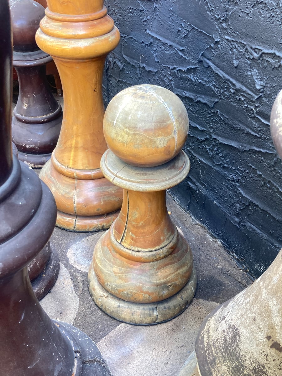 Hand carved teak chess piece ~  light Pawn 