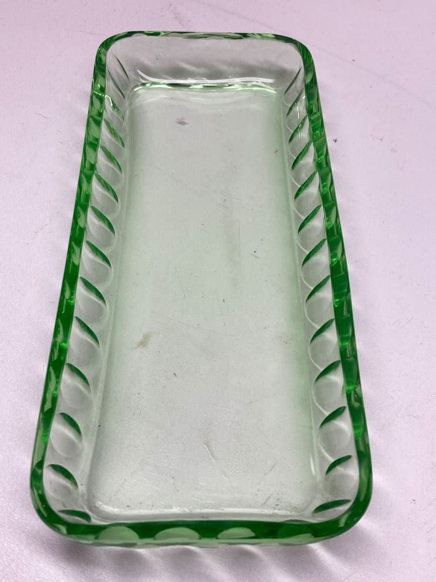 Green glass Art Deco tray 