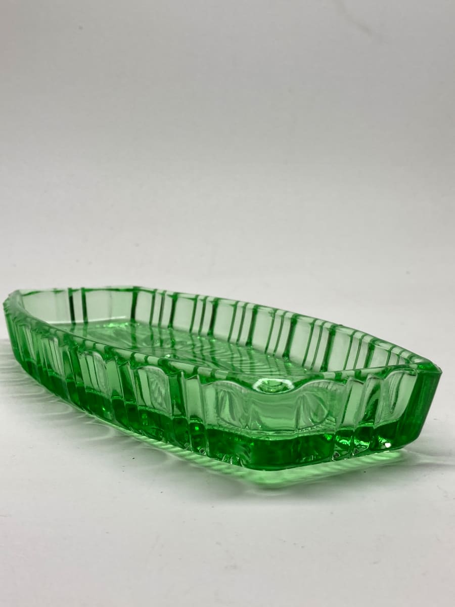 Green glass Art Deco tray 