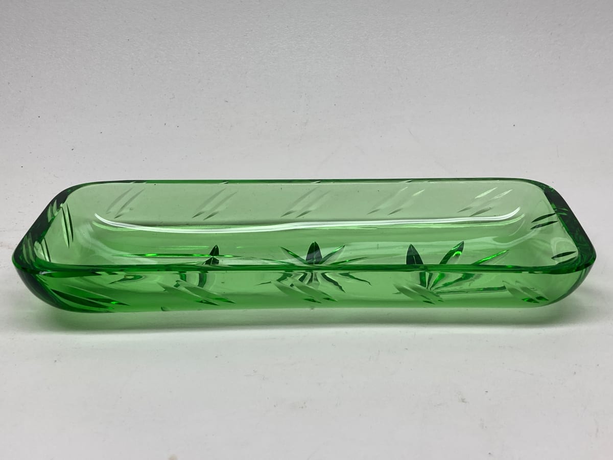 Green glass Art Deco tray 