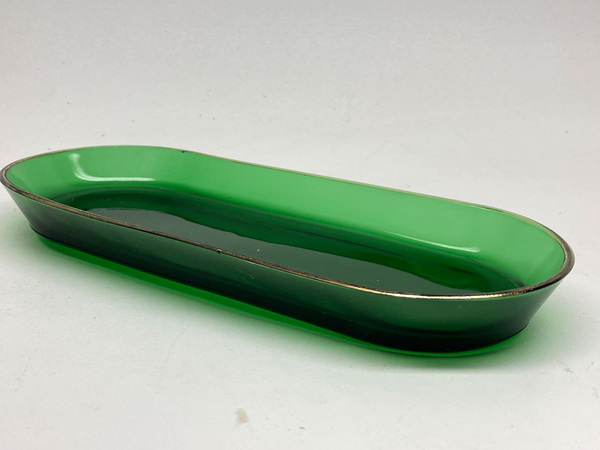 Green glass Art Deco tray 