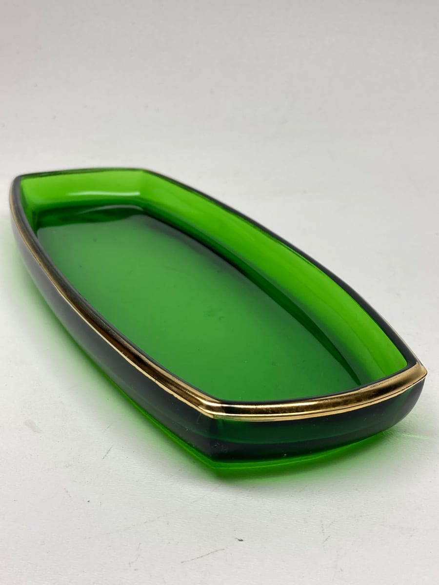 Green glass Art Deco tray 