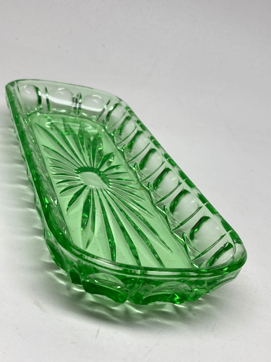 Green glass Art Deco tray 