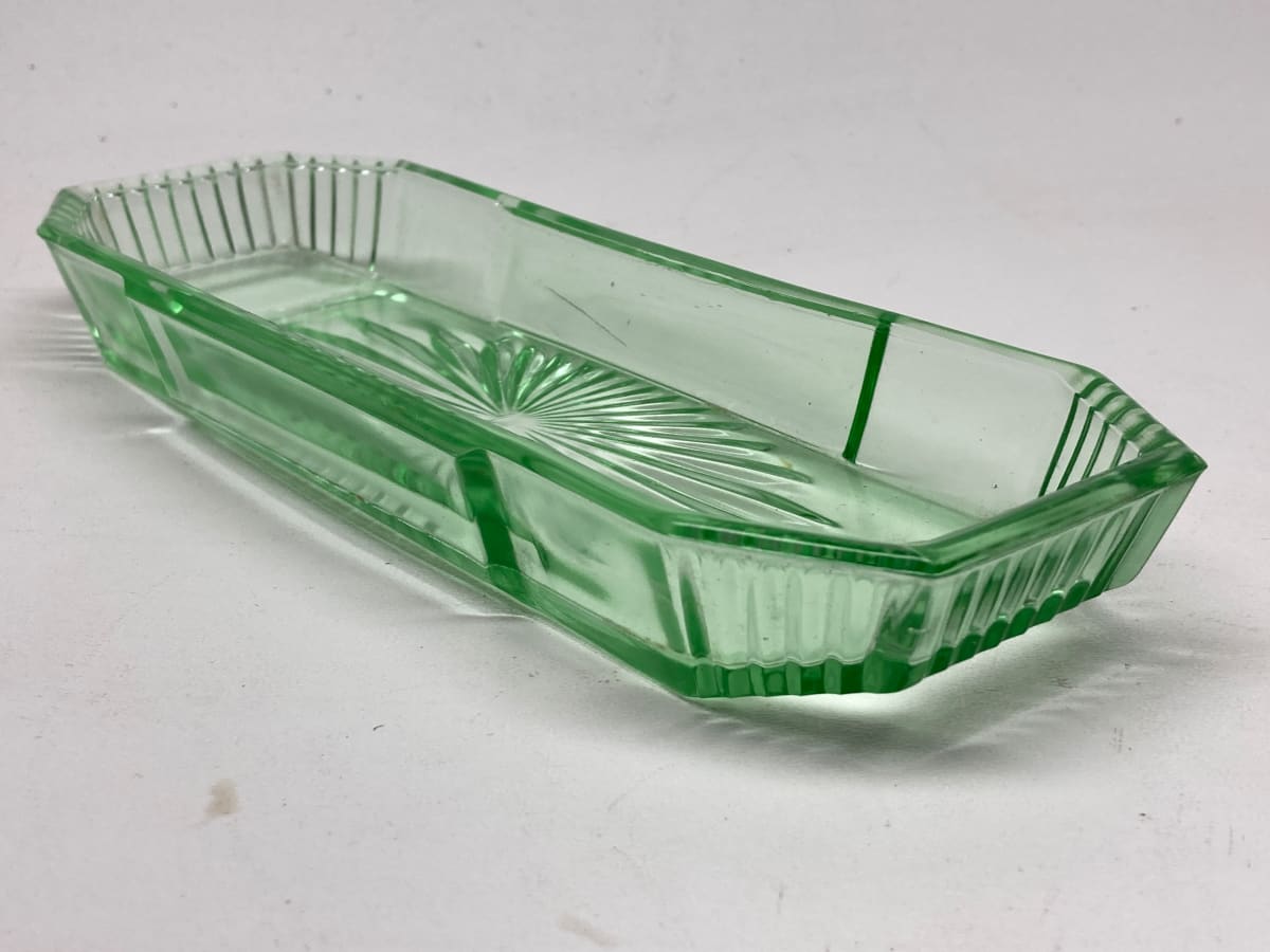 Green glass Art Deco tray 