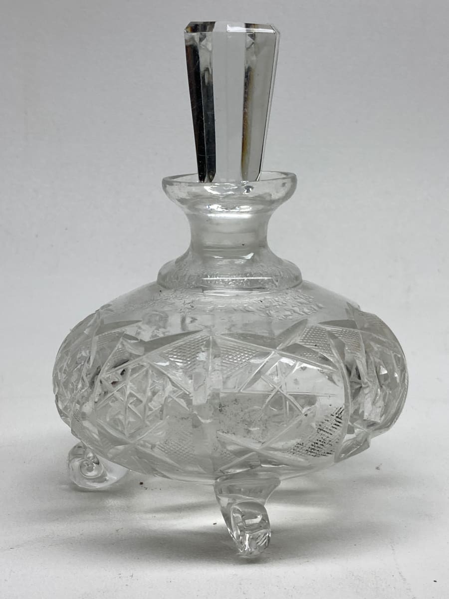 Clear glass Art Deco Perfume bottle 