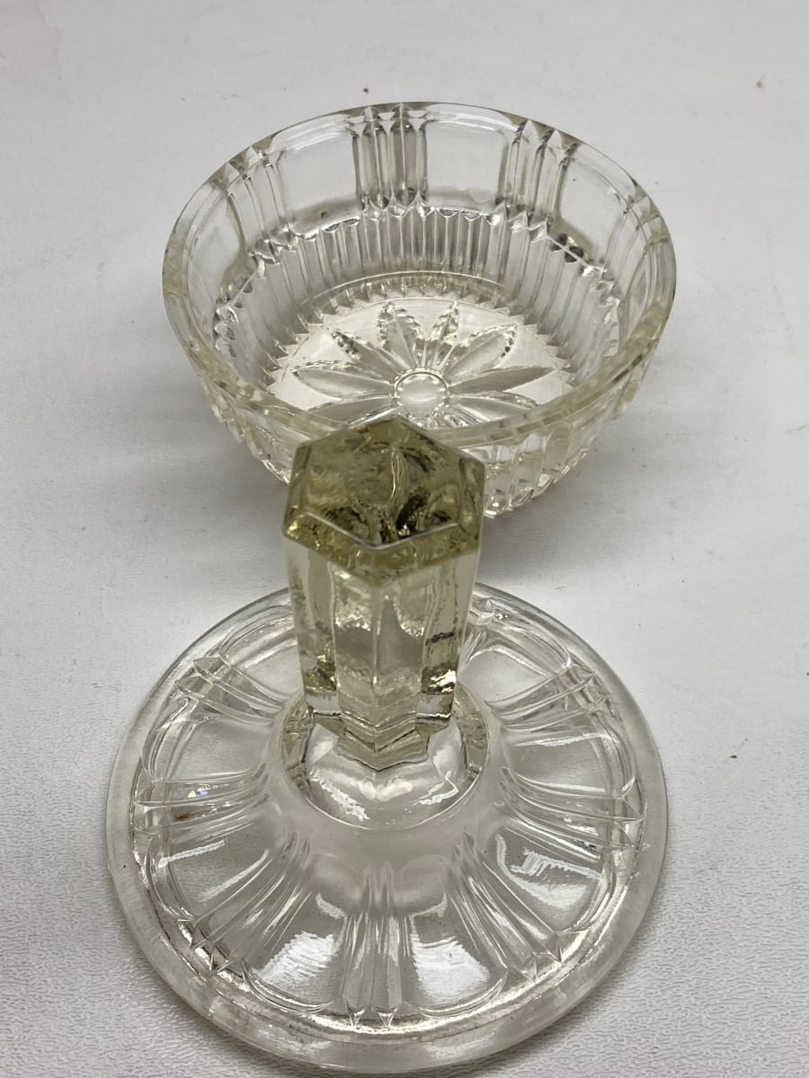 Clear glass Art Deco Perfume covered powder dish 