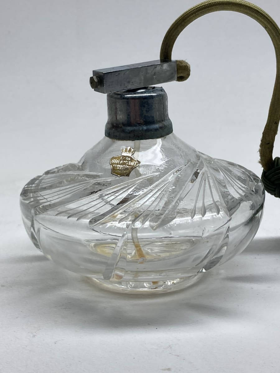 Clear glass Art Deco Perfume bottle with spray 