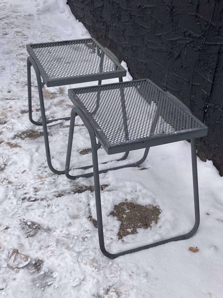 Pair of outdoor metal side tables 