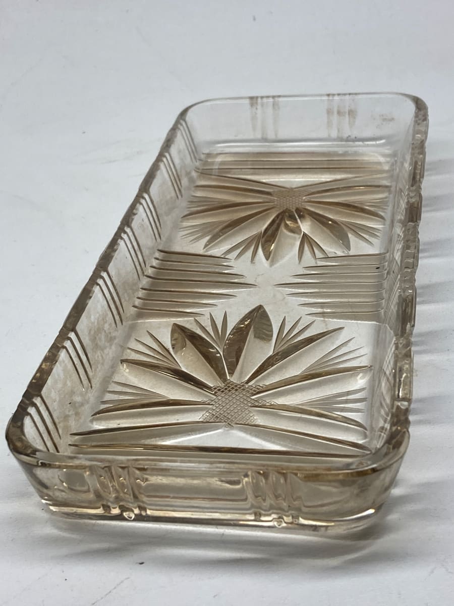 Clear glass Art Deco Perfume tray 