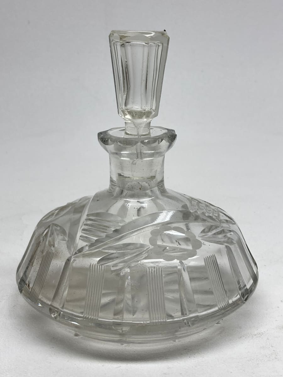 Clear glass Art Deco Perfume bottle 