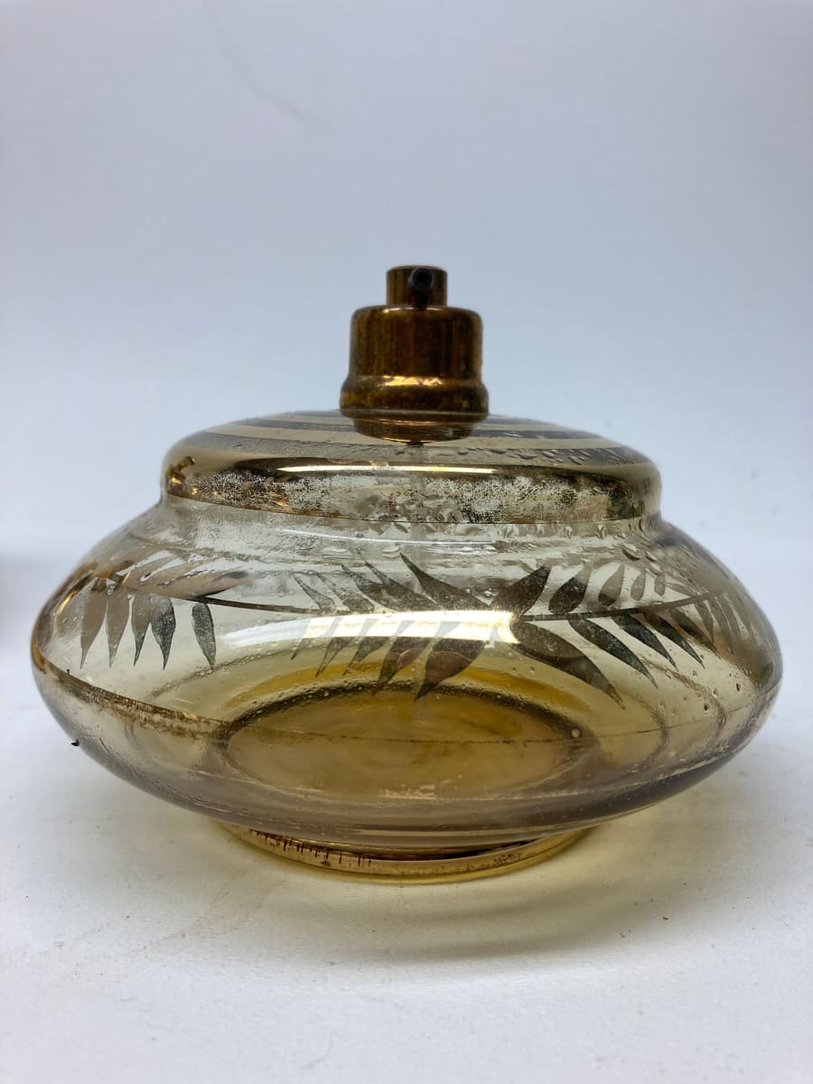 Amber glass with gold Art Deco Perfume with spray 