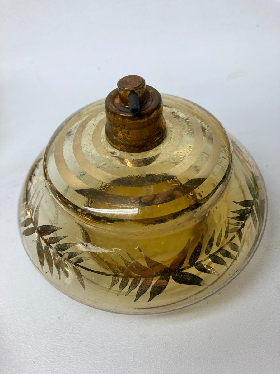 Amber glass with gold Art Deco Perfume with spray 