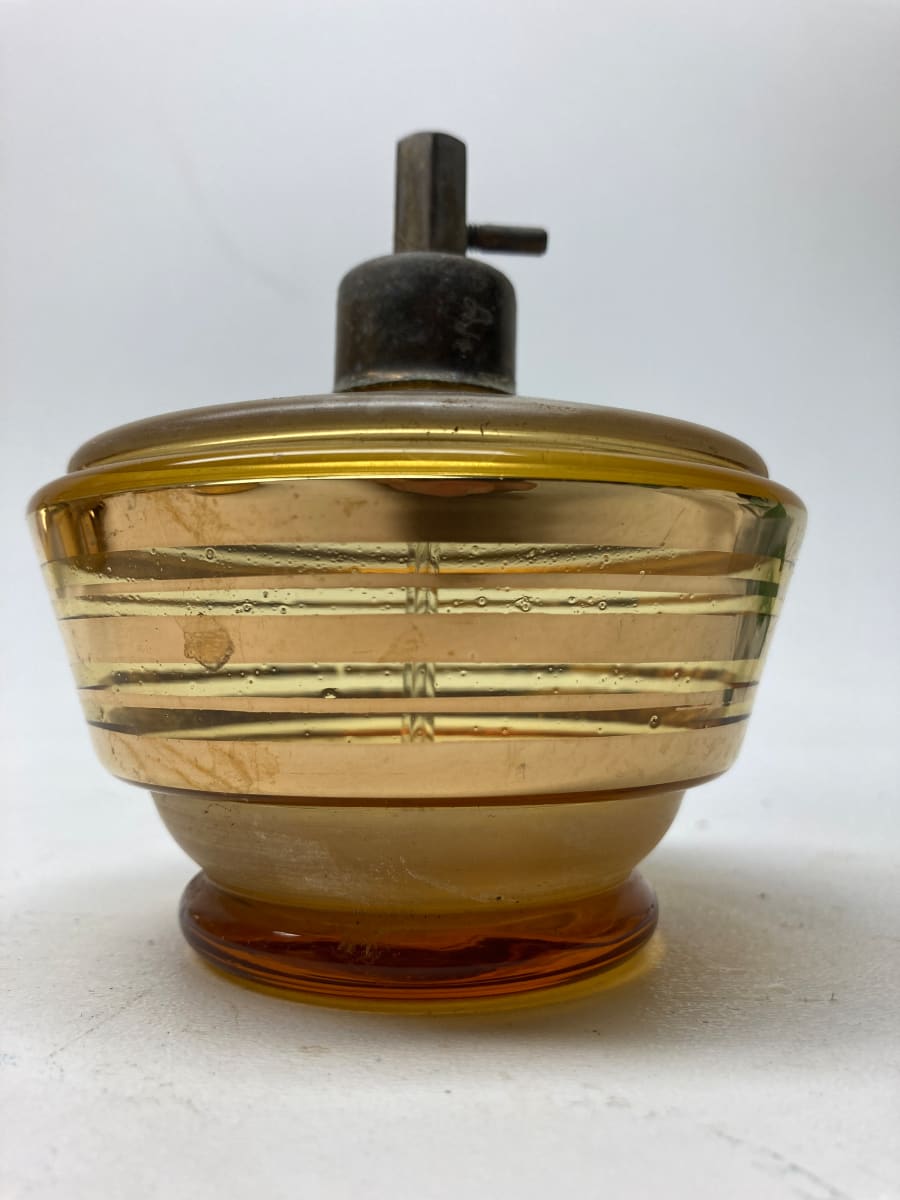 Amber glass with gold Art Deco Perfume with spray 