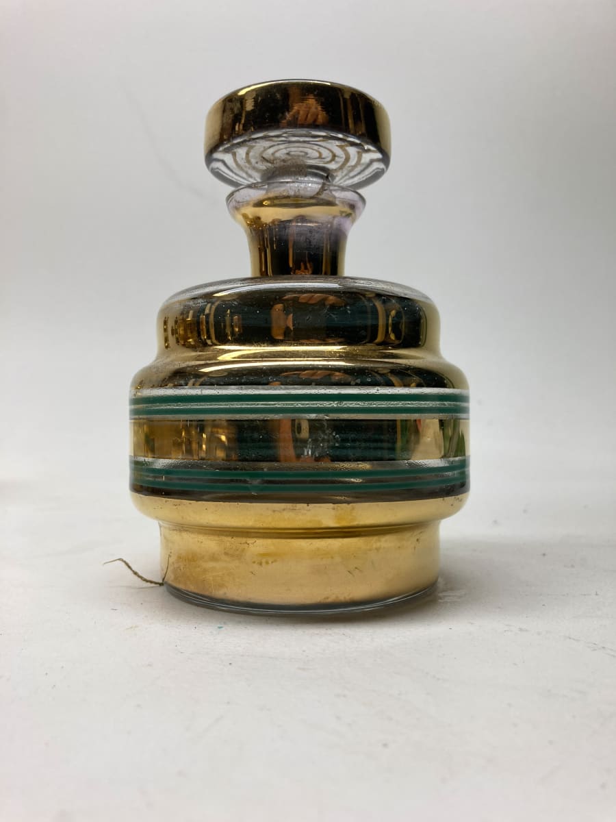 Amber glass with gold Art Deco Perfume with top 