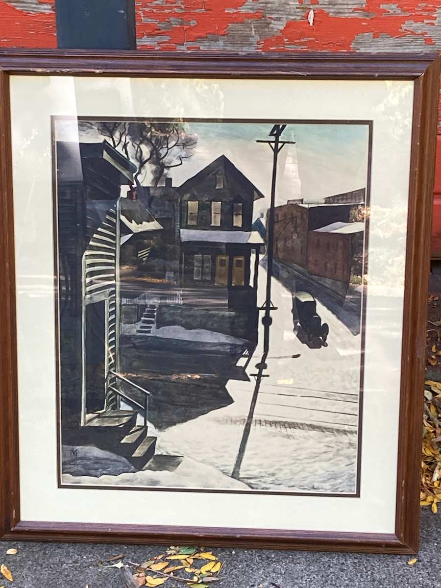 lithograph of industrial street scene "Ice Field" by Charles Burchfield 