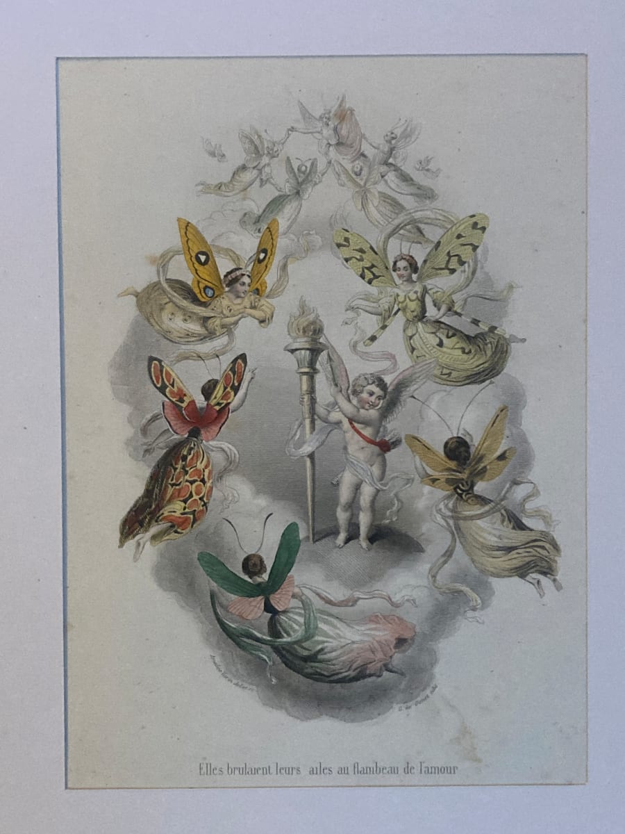 Hand colored Fairy steel engraving circa 1830's 