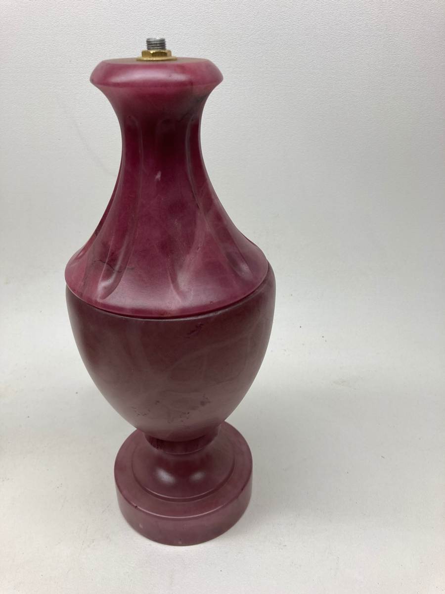 deep rose colored 12" marble table lamp base, Image 4.