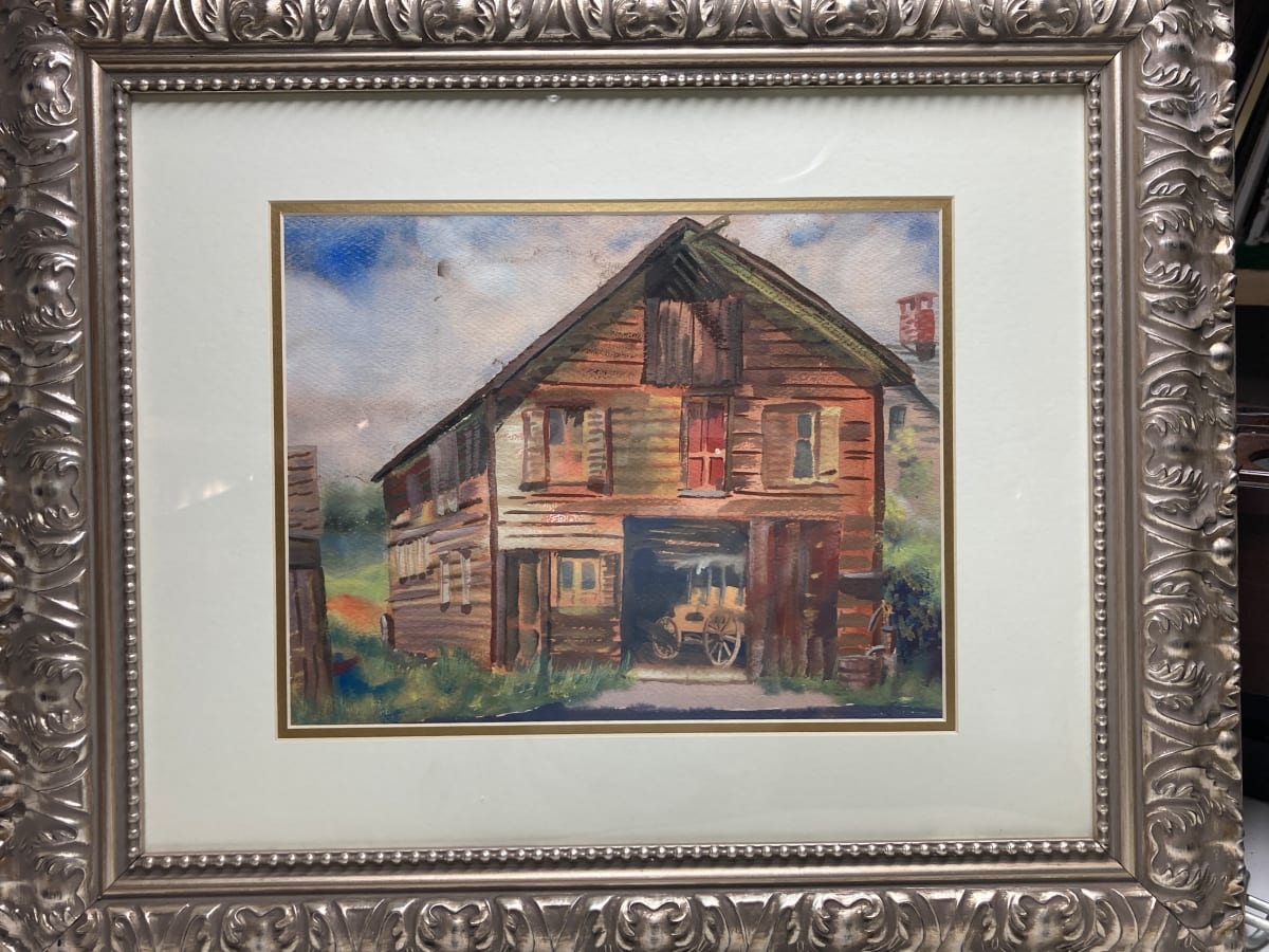 Framed watercolor Schultz 1940's 