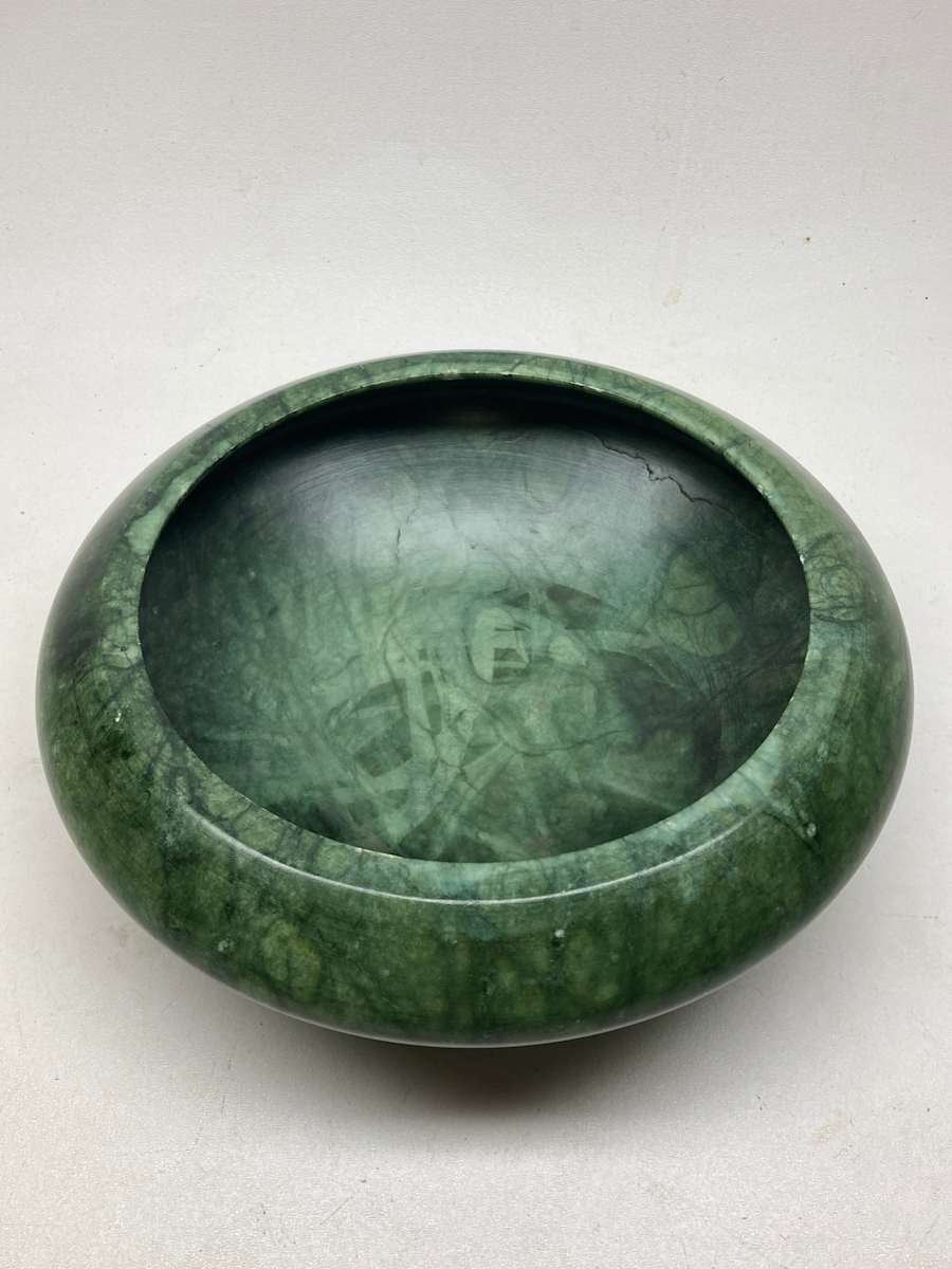 Green marble 10.5" low bowl 