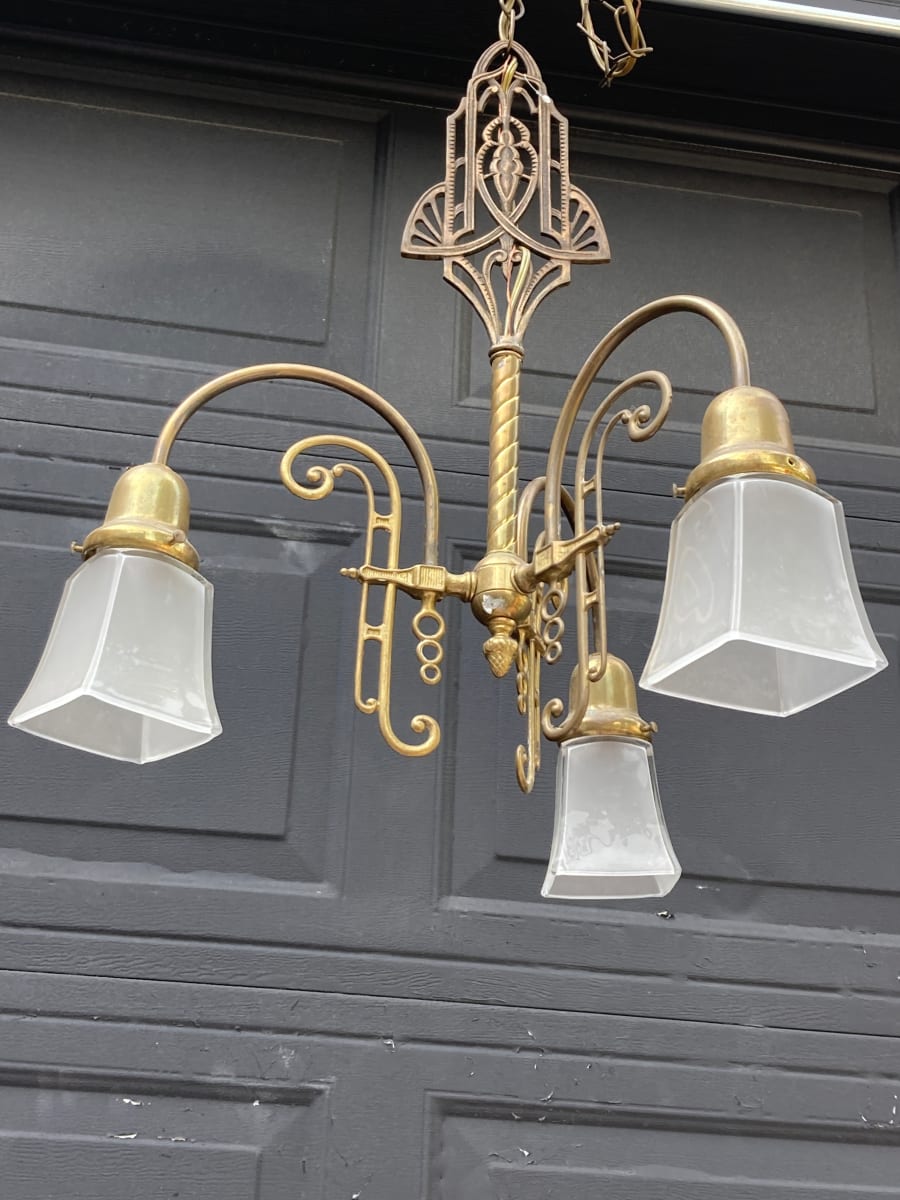 Art Deco brass chandelier 