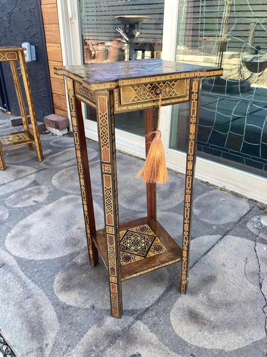 Vintage Moroccan side table with drawer 