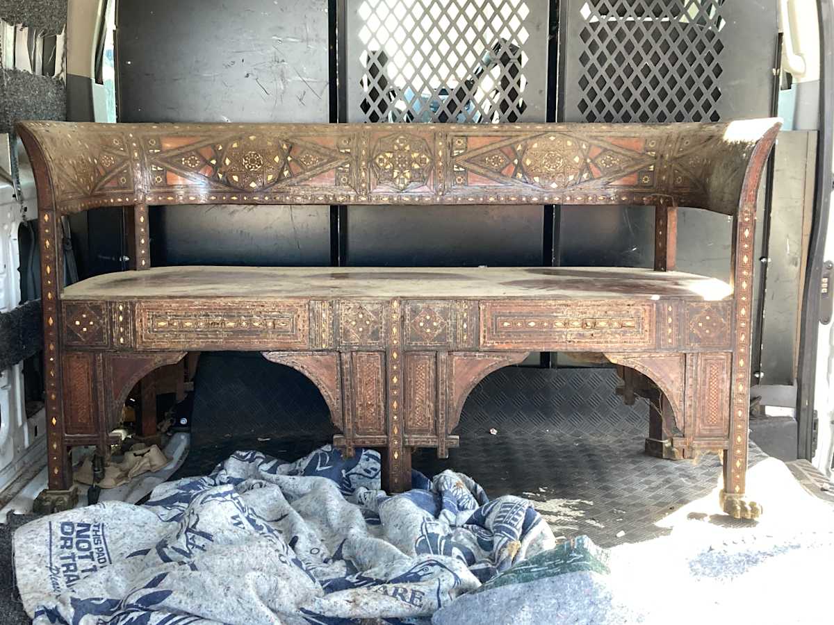 4 foot inlaid Moroccan bench 