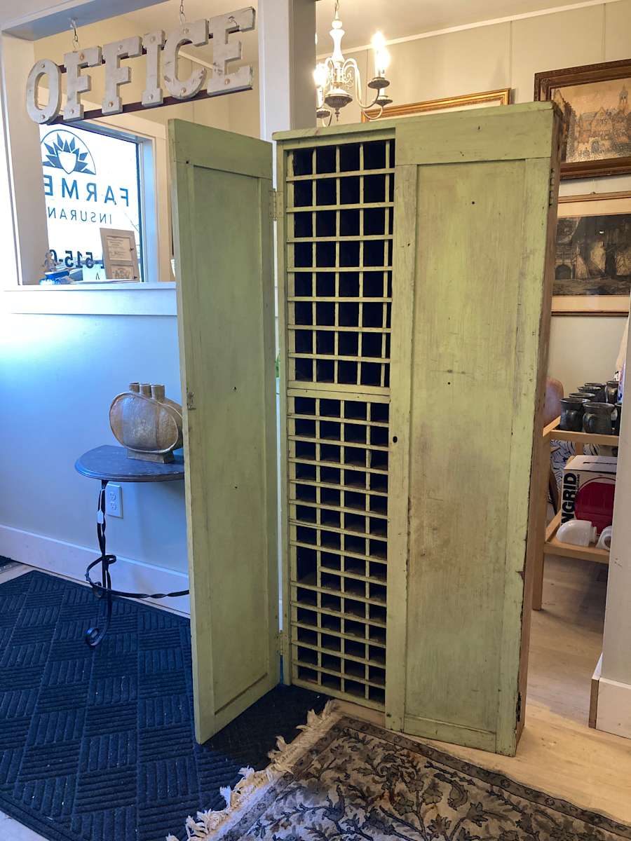 Painted primitive multi cubby cabinet 