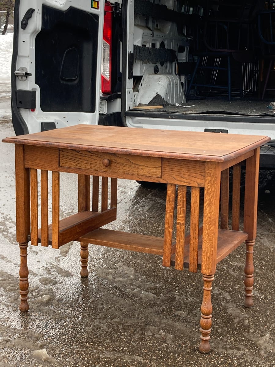 Mission tudor style oak desk 