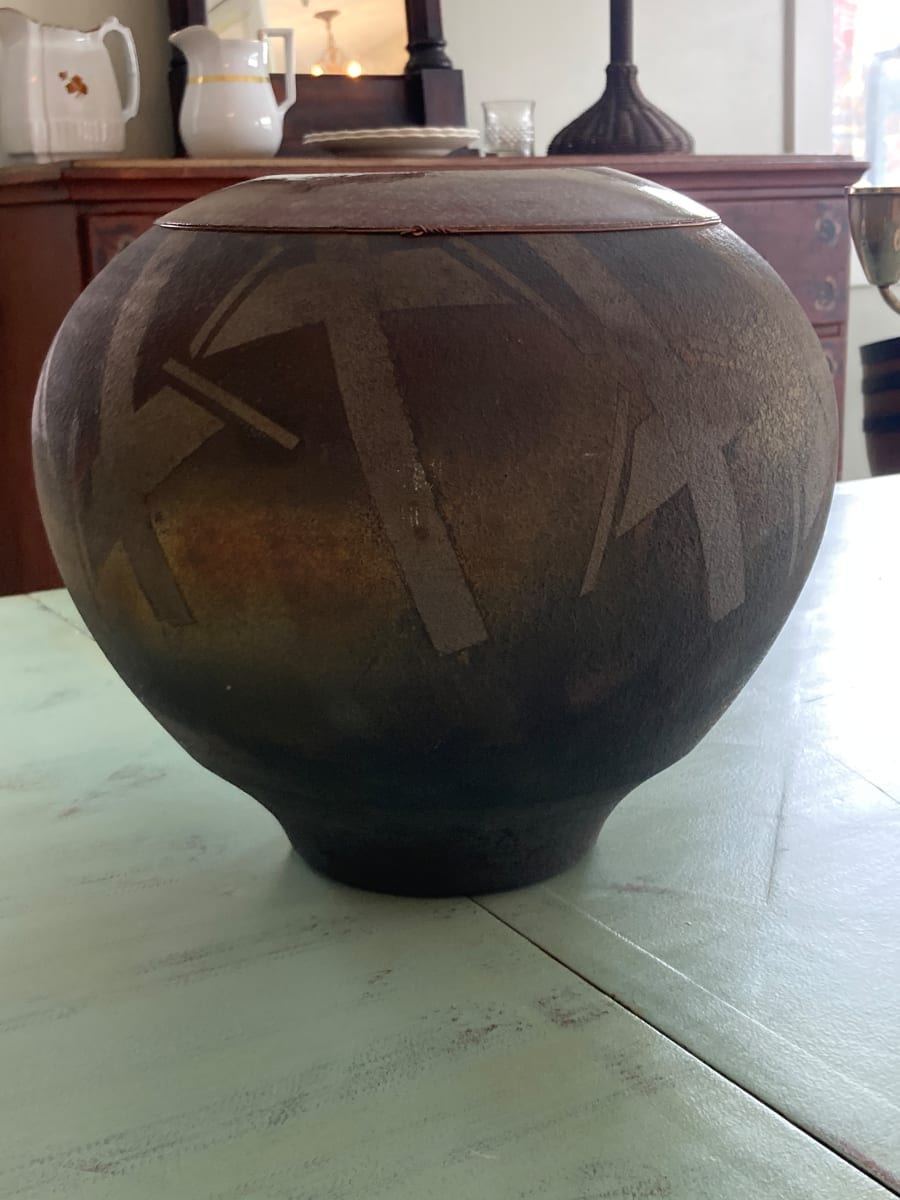 Large Raku pottery vase 