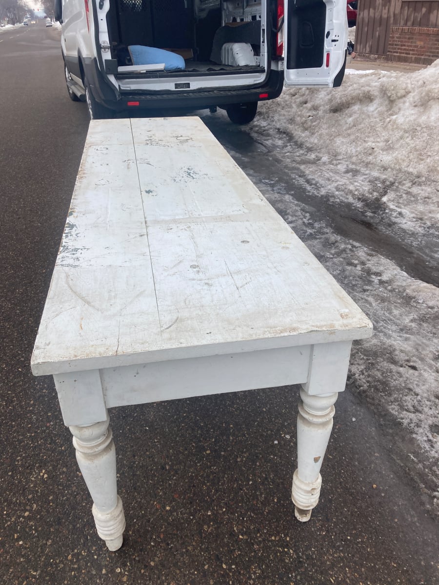 White painted harvest farm table 