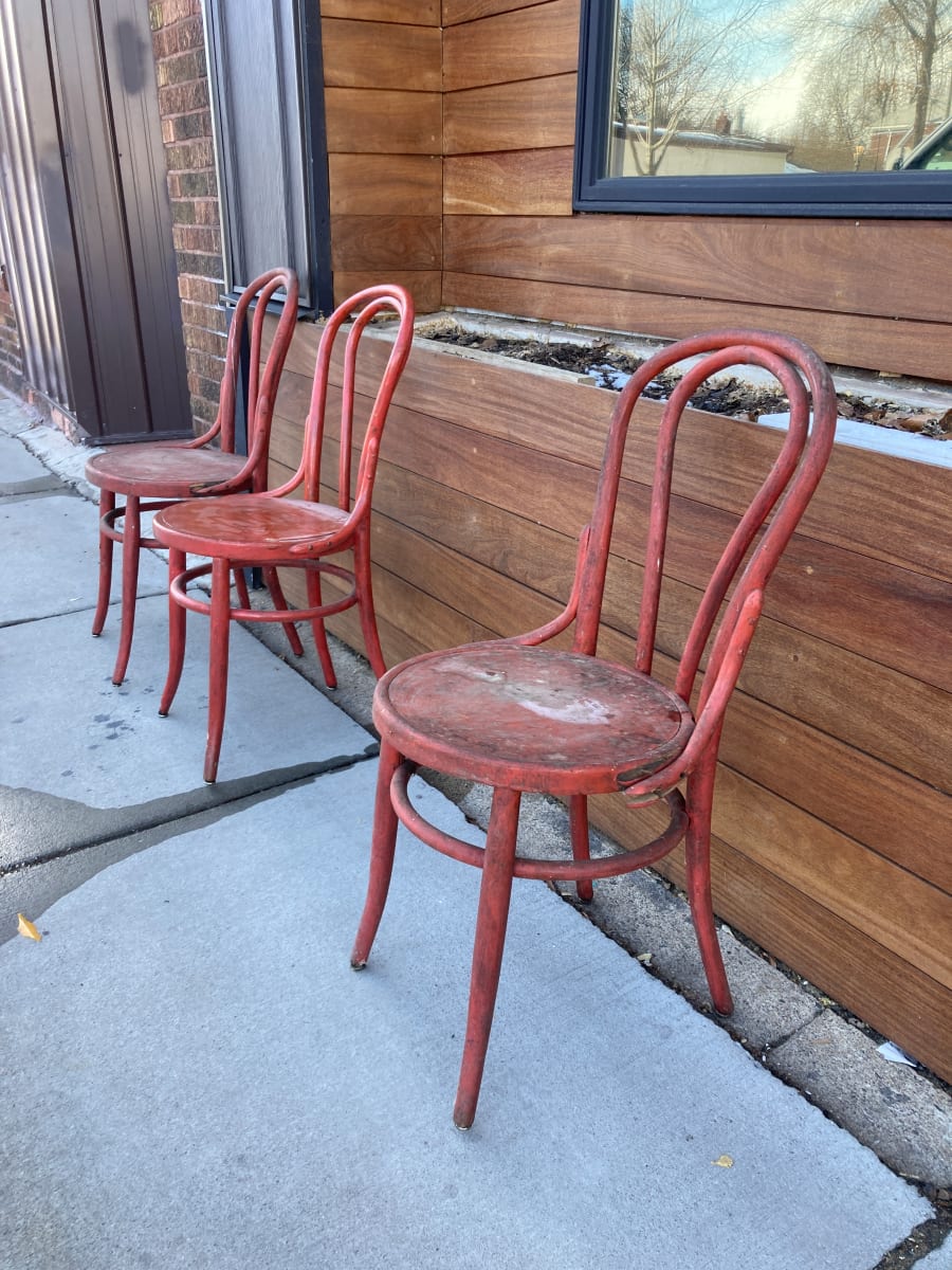 3 painted bentwood chairs 