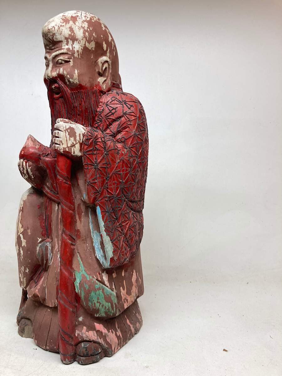Carved Chinese wooden figure 