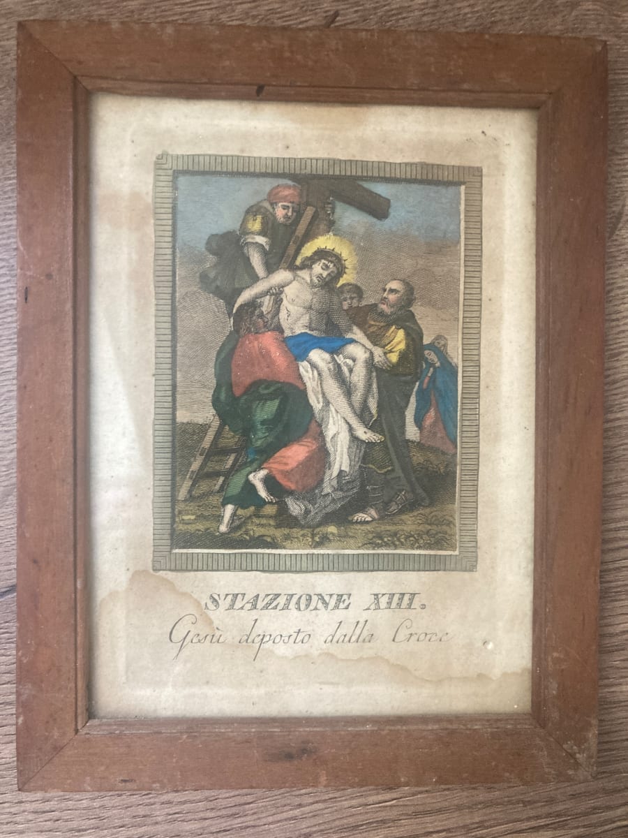hand painted 1830's station of the cross 