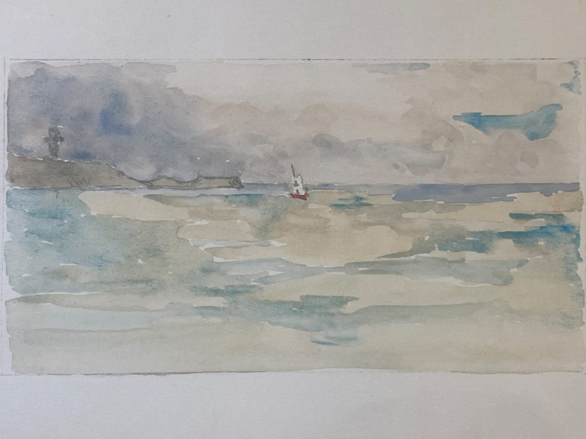 original watercolor of French sail boat 