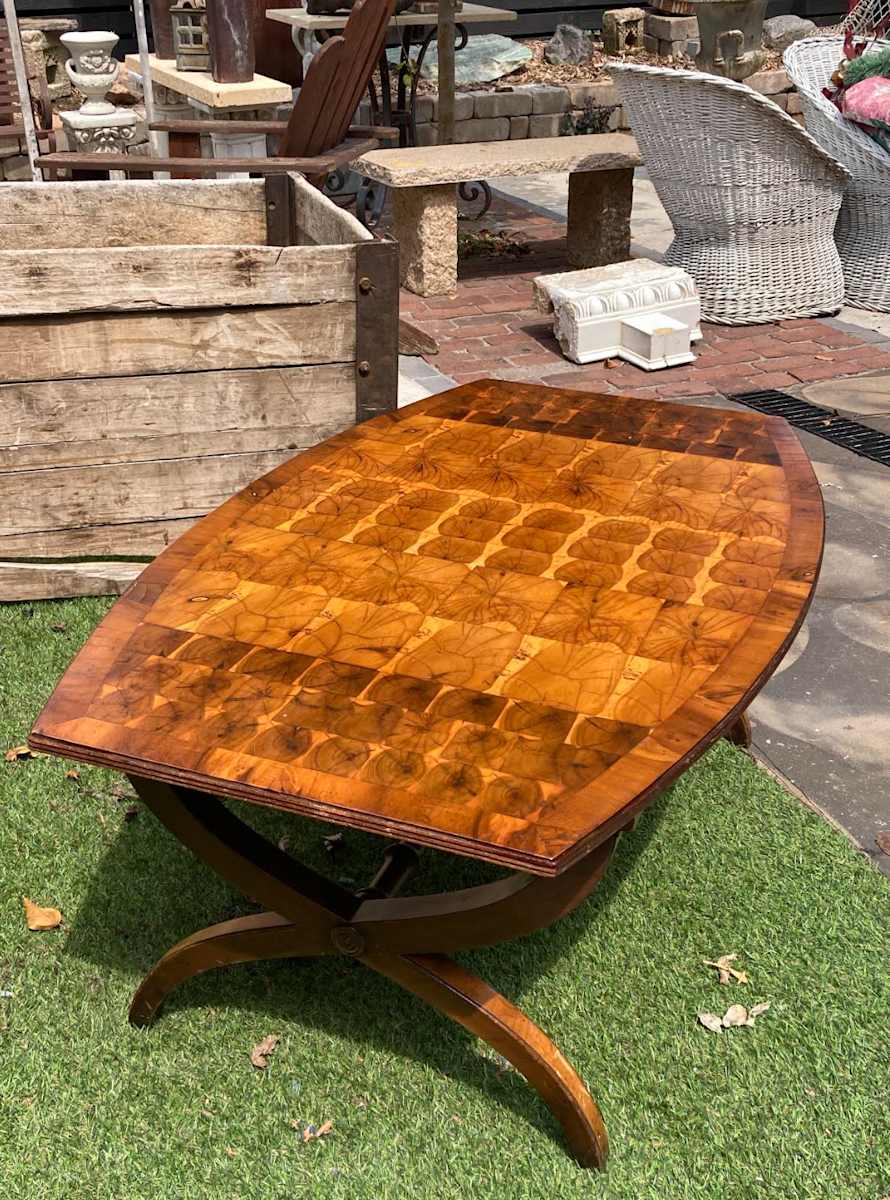Art Deco Yew Oyster grain coffee table 